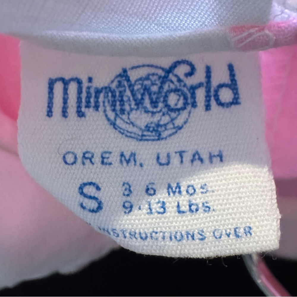 Vintage 80’s Mini World Pink White Lace Sheer floral overlay 3-6 months - Picture 3 of 4
